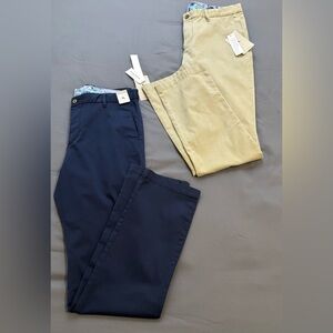 Men’s NWT Tommy Bahama Boracay Flat Front Pants 34X34 Lot Of 2 Navy And Khaki